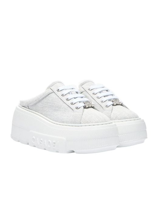 Casadei White Cassiopea Platform Slip-Ons