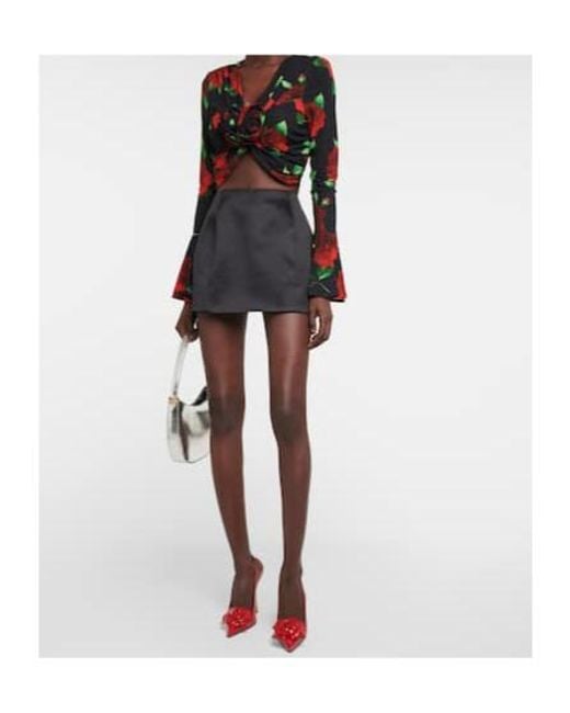 Magda Butrym Black Floral Ruched Crop Top