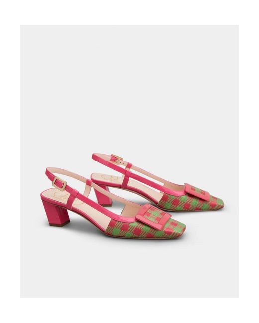 Roger Vivier Pink Belle Vivier Lacquered Buckle Slingback Pumps