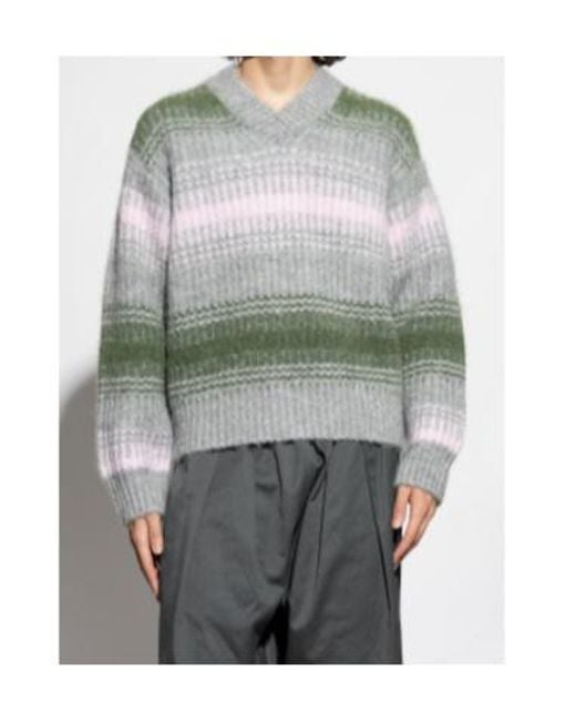 KENZO Gray Striped Knitted Jumper for men