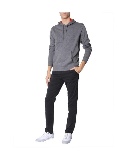 Boss Gray Logo Hooded Sweater for men