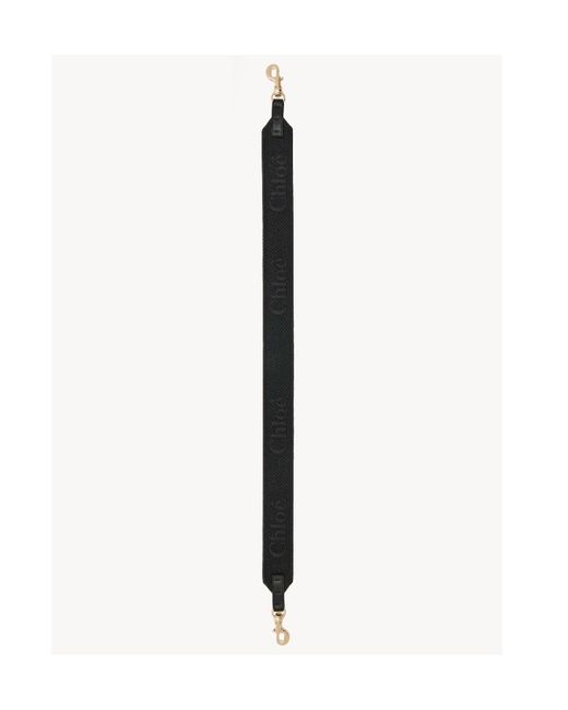 Chloé Black Embroidered-Logo Shoulder Strap