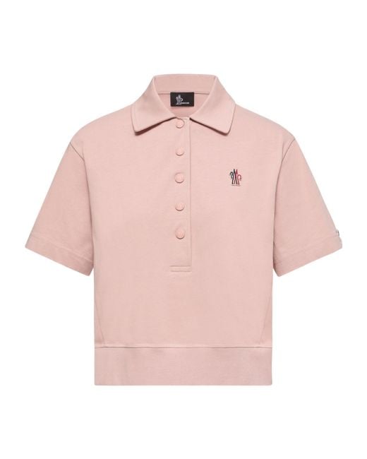 Moncler Pink Grenoble Logo-Patch Polo Shirt