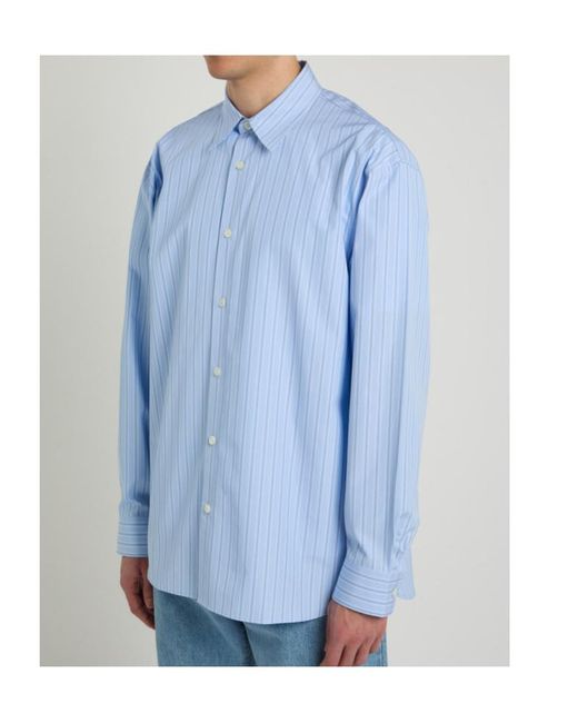 Dries Van Noten Blue Croom Pinstriped Cotton-Poplin Shirt for men