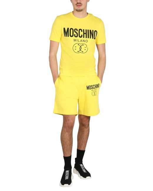 Moschino Yellow Logo Shorts for men