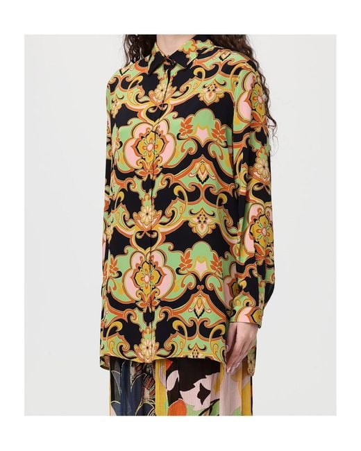 Etro Metallic Floral Print Longline Shirt