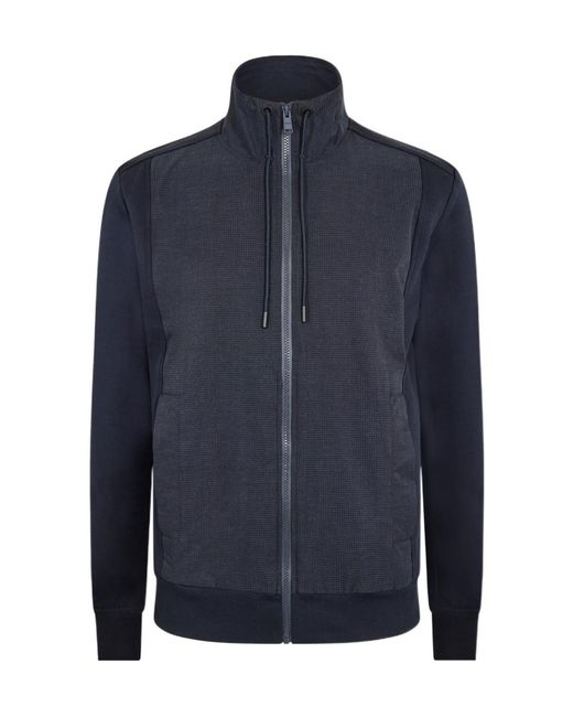 Boss Blue P Shepherd Short Sleeve Zip Hoodie for men