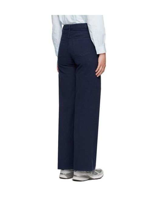 A.P.C. Blue Elisabeth Button Detailed Wide Leg Jeans