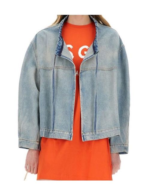 MSGM Blue Drawstring Denim Jacket