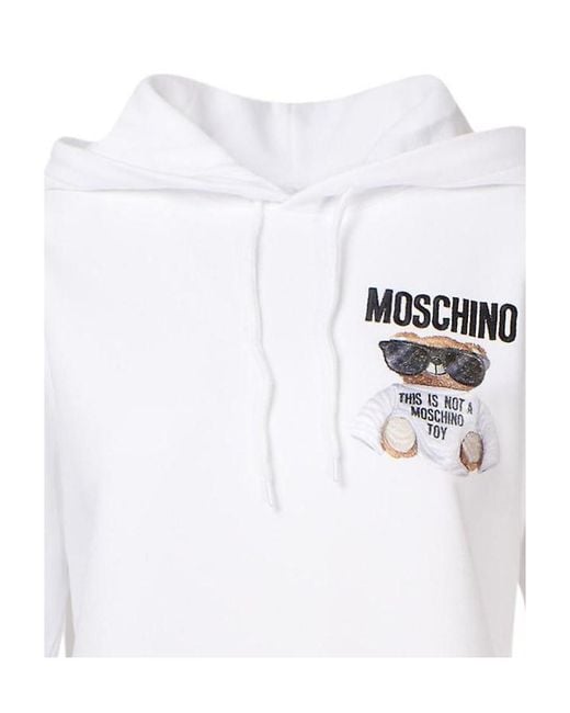 Moschino White Teddy Bear Printed Sweater
