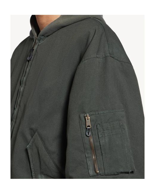 Balenciaga Gray Hooded Standard Bomber Jacket for men