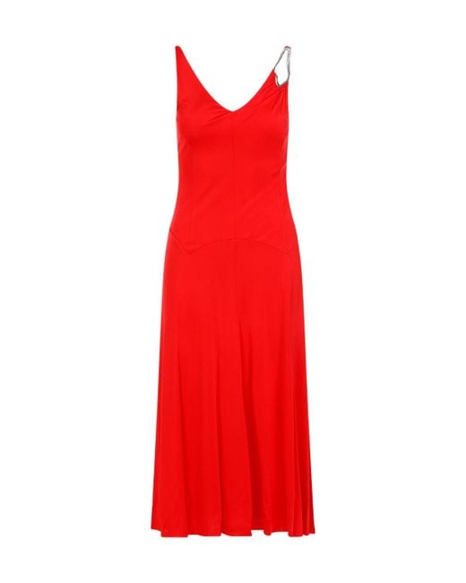 Lanvin Red Sleeveless A-Line Midi Dress