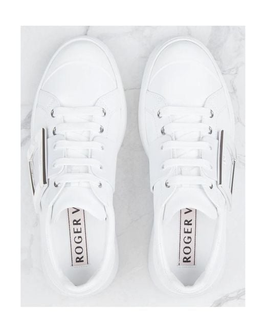 Roger Vivier White Viv' Skate Metal Buckle Sneakers