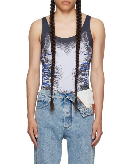 Y. Project Blue Whisker-Print Top for men