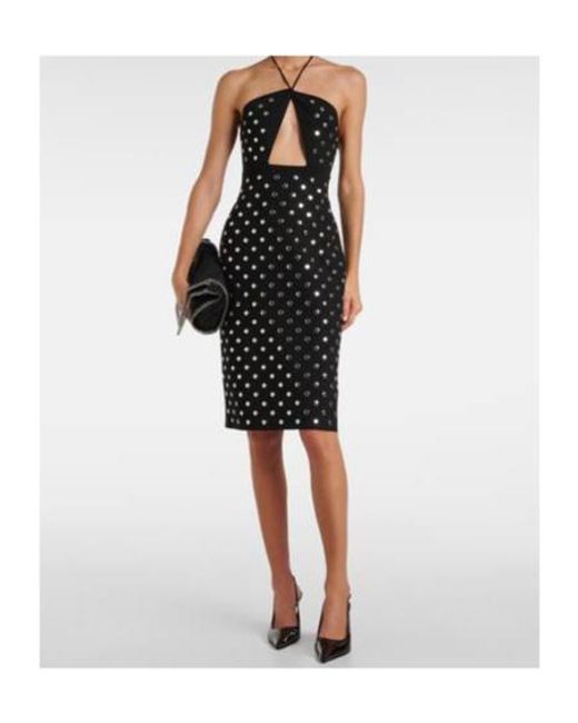 Stella McCartney Black Studded Cutout Halterneck Midi Dress