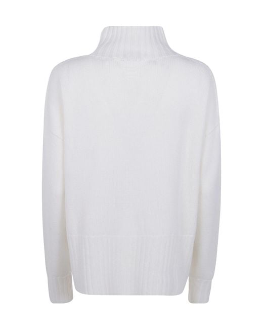 Drumohr White Long-Sleeve High-Neck Top