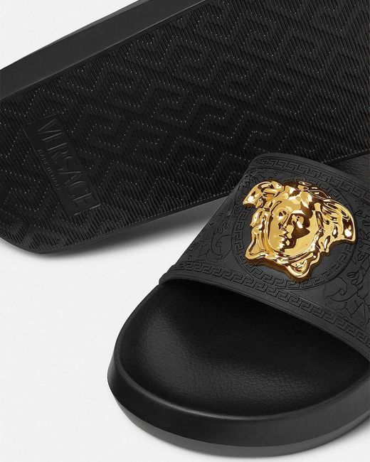 Versace Black Medusa Head Plaque Slides