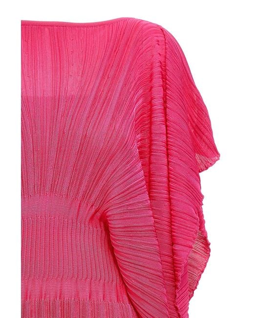 Antonino Valenti Pink Pleated Fitted Waist Dress