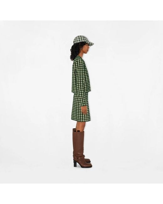 Burberry Green Houndstooth-Pattern Cotton Cap for men