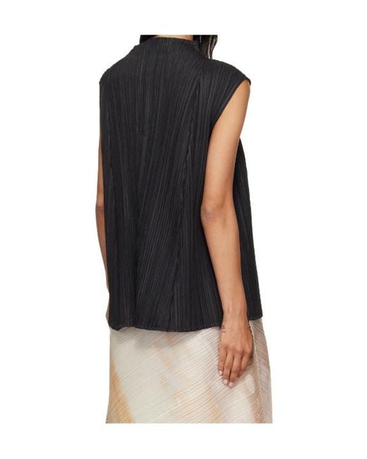 Pleats Please Issey Miyake Black Pleats Please Issey Miyake Pleated Sleeveless Top