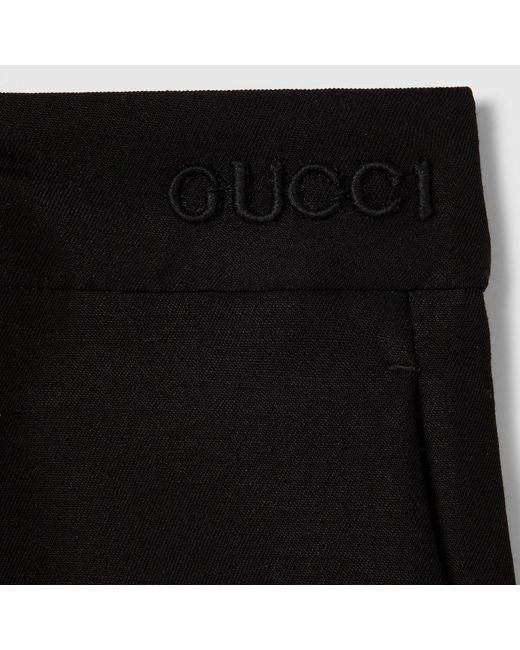 Gucci Black Logo Embroidered Bootcut Leg Trousers