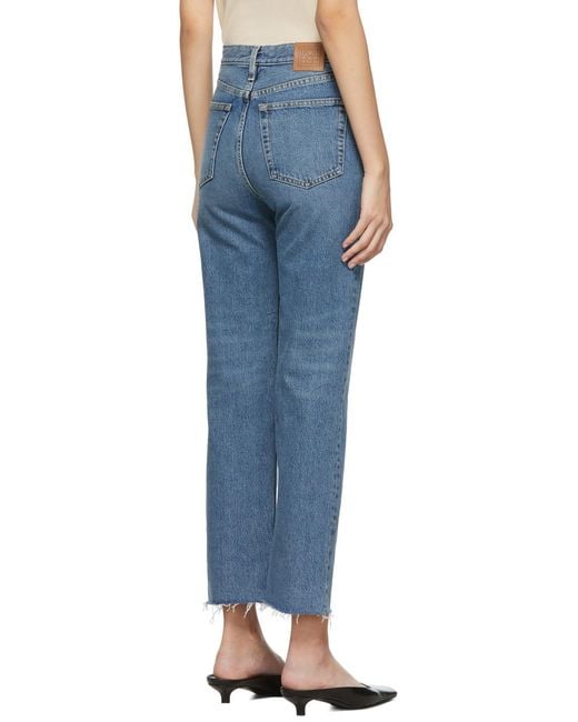 Totême  Blue Totême Logo Patch Cropped-Leg Jeans