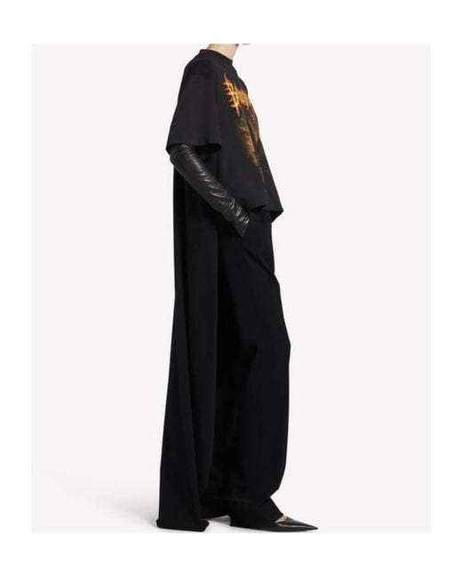 Balenciaga Black Train Graphic Print Layered T-Shirt