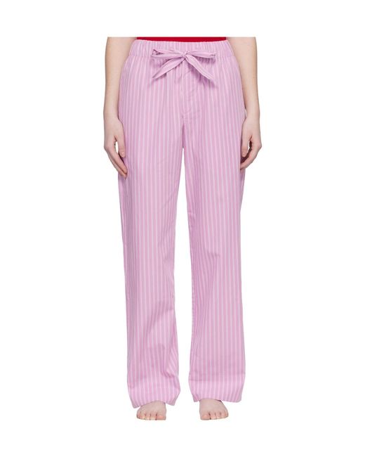Tekla Pink Drawstring Striped Pajama Pants