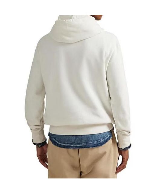 Polo Ralph Lauren White Long-Sleeved Drawstring Hoodie for men