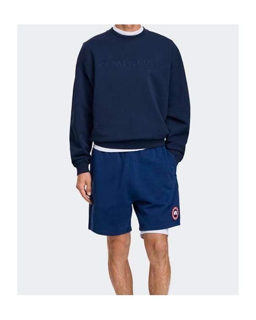 Canada Goose Blue Embroidery Crew Sweatshirt for men