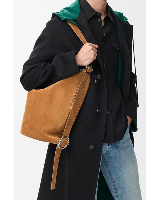 Loewe Brown Loop Buckle-Detail Suede Shoulder Bag for men