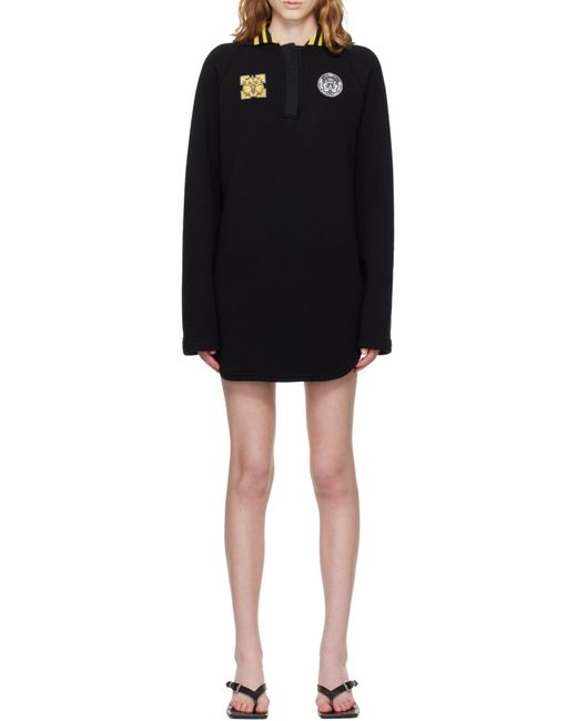 Off-White c/o Virgil Abloh Blue Patch Detailed Long-Sleeved Dress