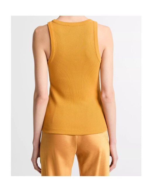 Vince Yellow Ribbed-Knit Tank Top