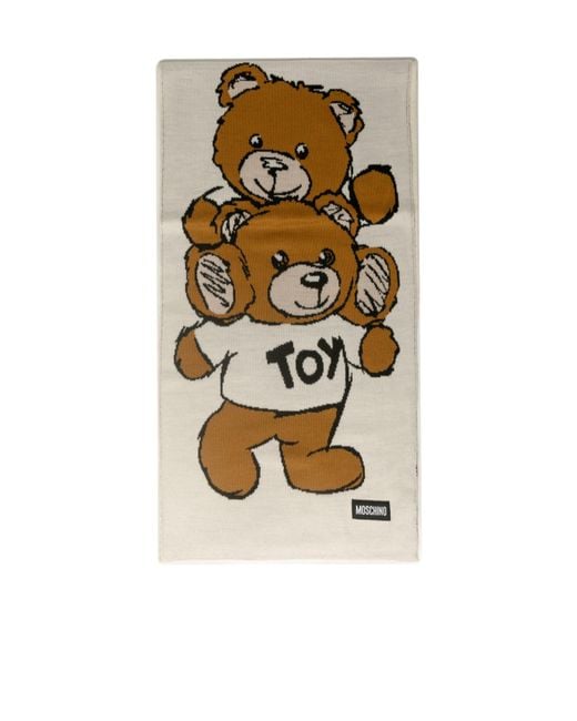 Moschino White Bear Scarf for men