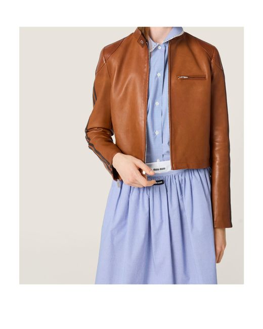 Miu Miu Brown Nappa Leather Jacket