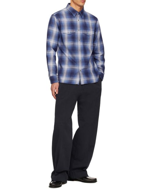 Tom Ford Blue Checked Shirt for men