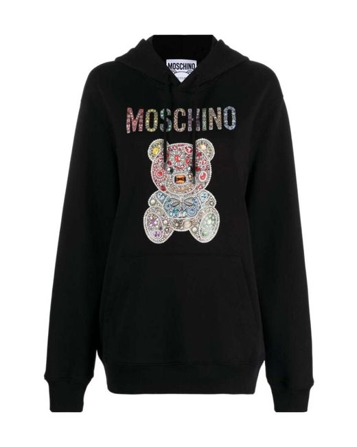 Moschino Black Teddy Bear-Motif Cotton Hoodie