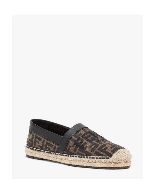 Fendi Gray Logo Embroidered Slip-On Espadrillas for men