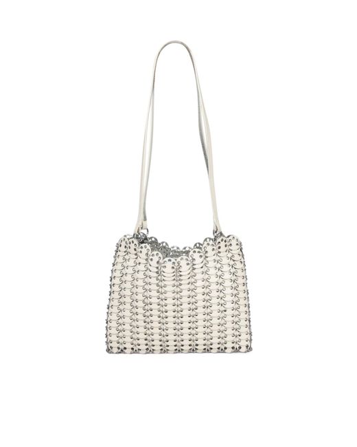 Rabanne White 1969 Chain-Link Leather Shoulder Bag