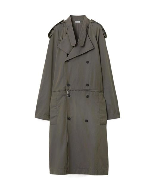 Burberry Gray Cotton-Linen Blend Trench Dress