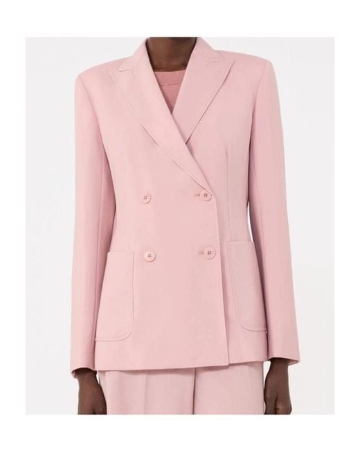 Weekend by Maxmara Pink Zinnia Double-Breasted Tailored Blazer