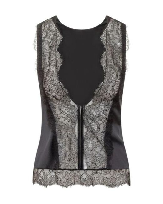 Tom Ford Black Lace-Trimmed Satin Top