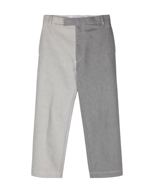 Thom Browne Gray Two-Toned Mid-Rise Jeans for men