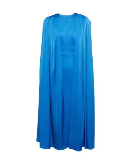Alex Perry Blue Beckett Satin Crepe Midi Dress