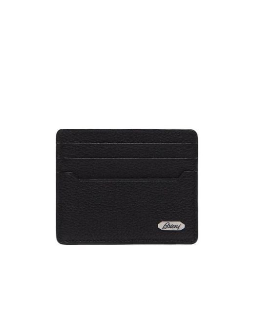 Brioni Black Logo Cardholder Wallet for men