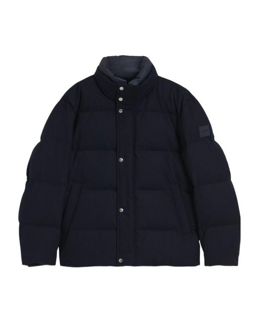 Boss Blue Flannel Jacket With Down Filling for men