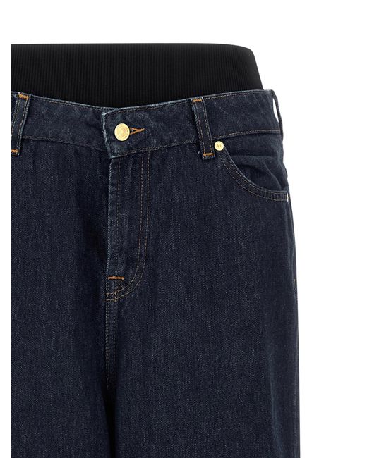 7 For All Mankind Blue Banded Slouchy Wide-Leg Jeans