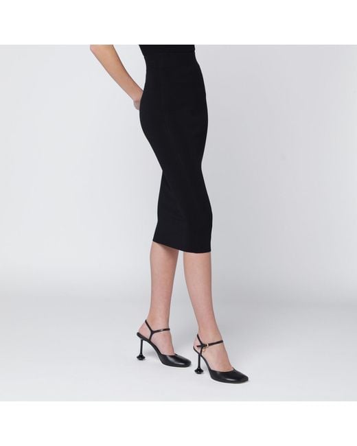 Entire studios Black Ribbed Midi Knitted Skirt