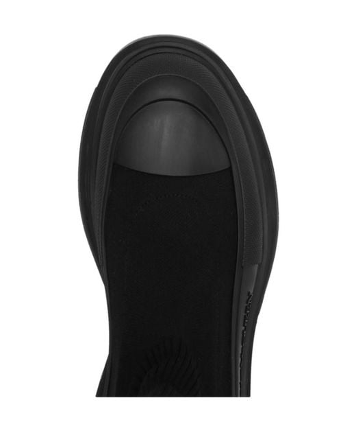 McQueen Black Tread Slick Logo Intarsia Boots for men