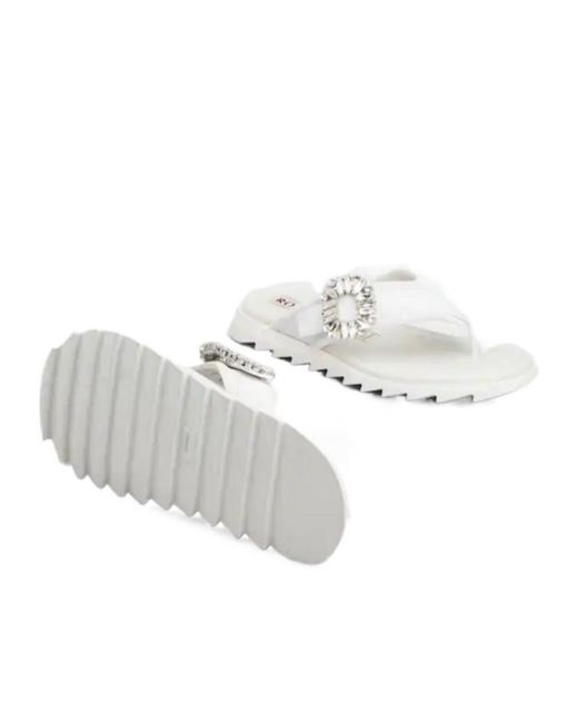 Roger Vivier White Slidy Viv' Thong Mules